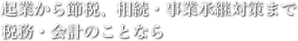 起業から節税、相続・事業承継対策まで税務・会計のことなら